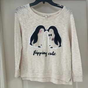 Jessica Simpson Cream Penguin Long Sleeve Sweater 🐧